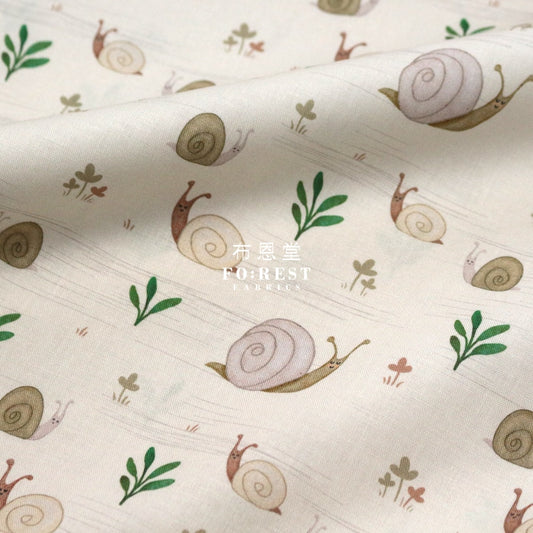 Cotton - Mushrooms Snails Fabric Natural