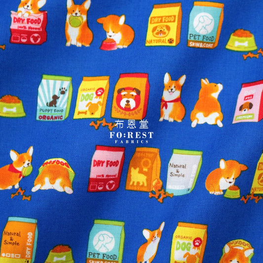 Cotton - My Favorite Food Fabric Blue Cotton