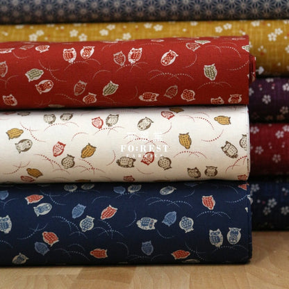 cotton - Owl Navy fabric - FO:REST Fabric 布恩堂Liberty fabrictana lawnjapanese fabricykk zipper