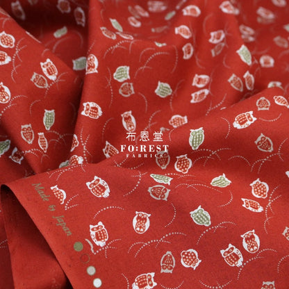 cotton - Owl Red fabric - FO:REST Fabric 布恩堂Liberty fabrictana lawnjapanese fabricykk zipper