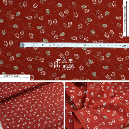 cotton - Owl Red fabric - FO:REST Fabric 布恩堂Liberty fabrictana lawnjapanese fabricykk zipper