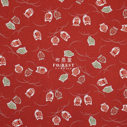 cotton - Owl Red fabric - FO:REST Fabric 布恩堂Liberty fabrictana lawnjapanese fabricykk zipper