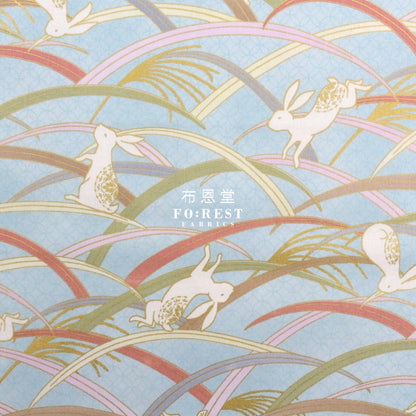 Cotton - Paddy Rabbit Japanese Fabric Blue
