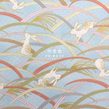 cotton - paddy Rabbit Japanese fabric Blue - FO:REST Fabric 布恩堂Liberty fabrictana lawnjapanese fabricykk zipper