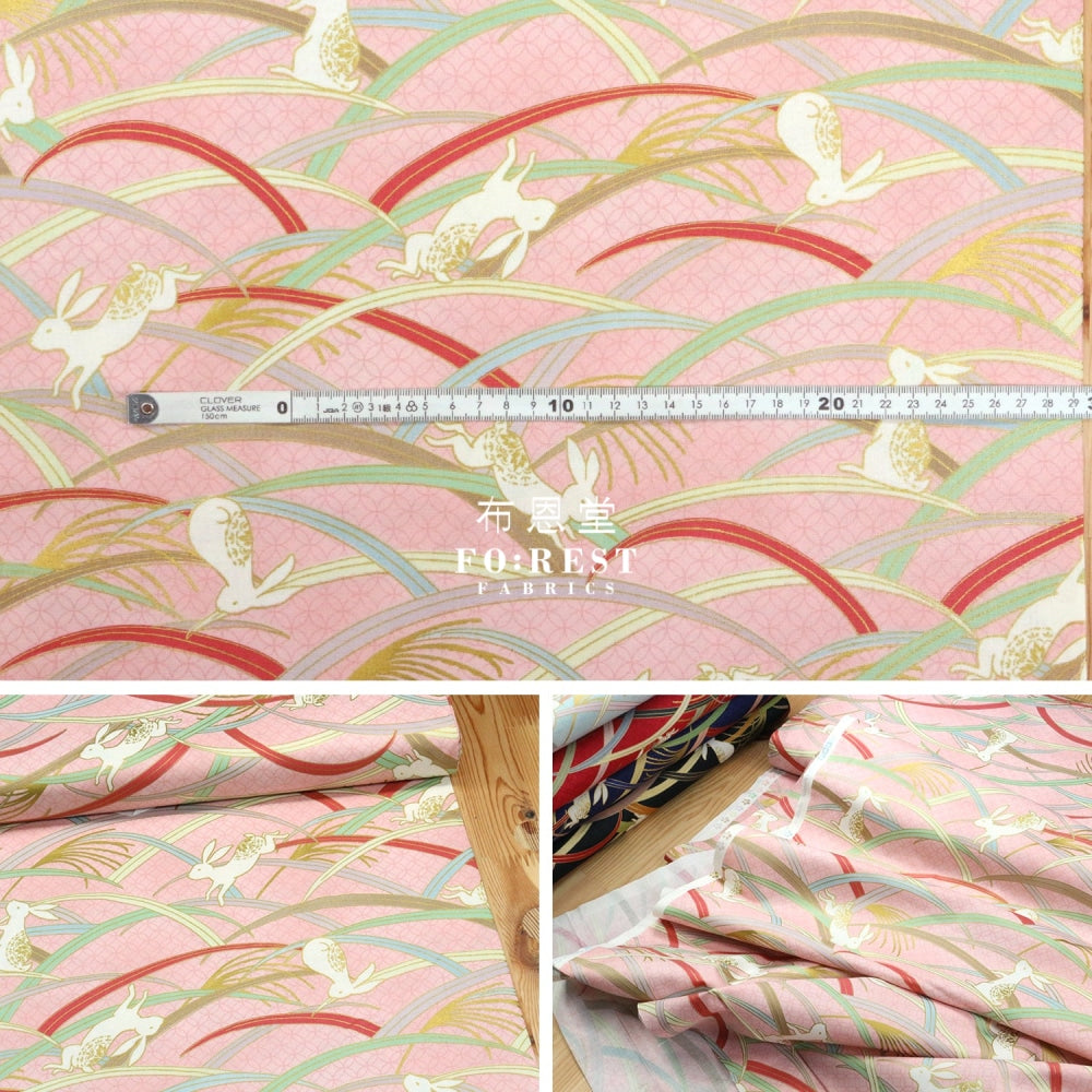 Cotton - Paddy Rabbit Japanese Fabric Pink