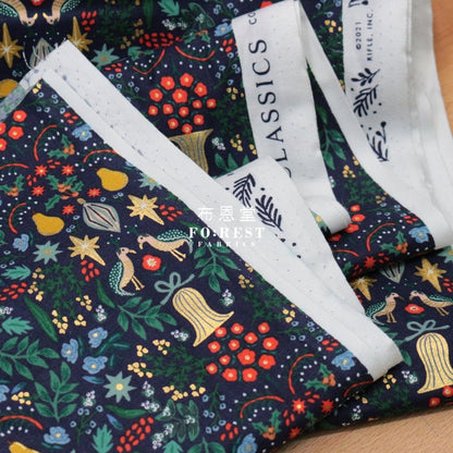 cotton - Partridge fabric Navy - FO:REST Fabric 布恩堂Liberty fabrictana lawnjapanese fabricykk zipper