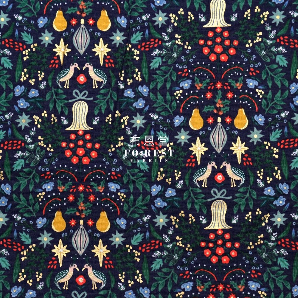 cotton - Partridge fabric Navy - FO:REST Fabric 布恩堂Liberty fabrictana lawnjapanese fabricykk zipper