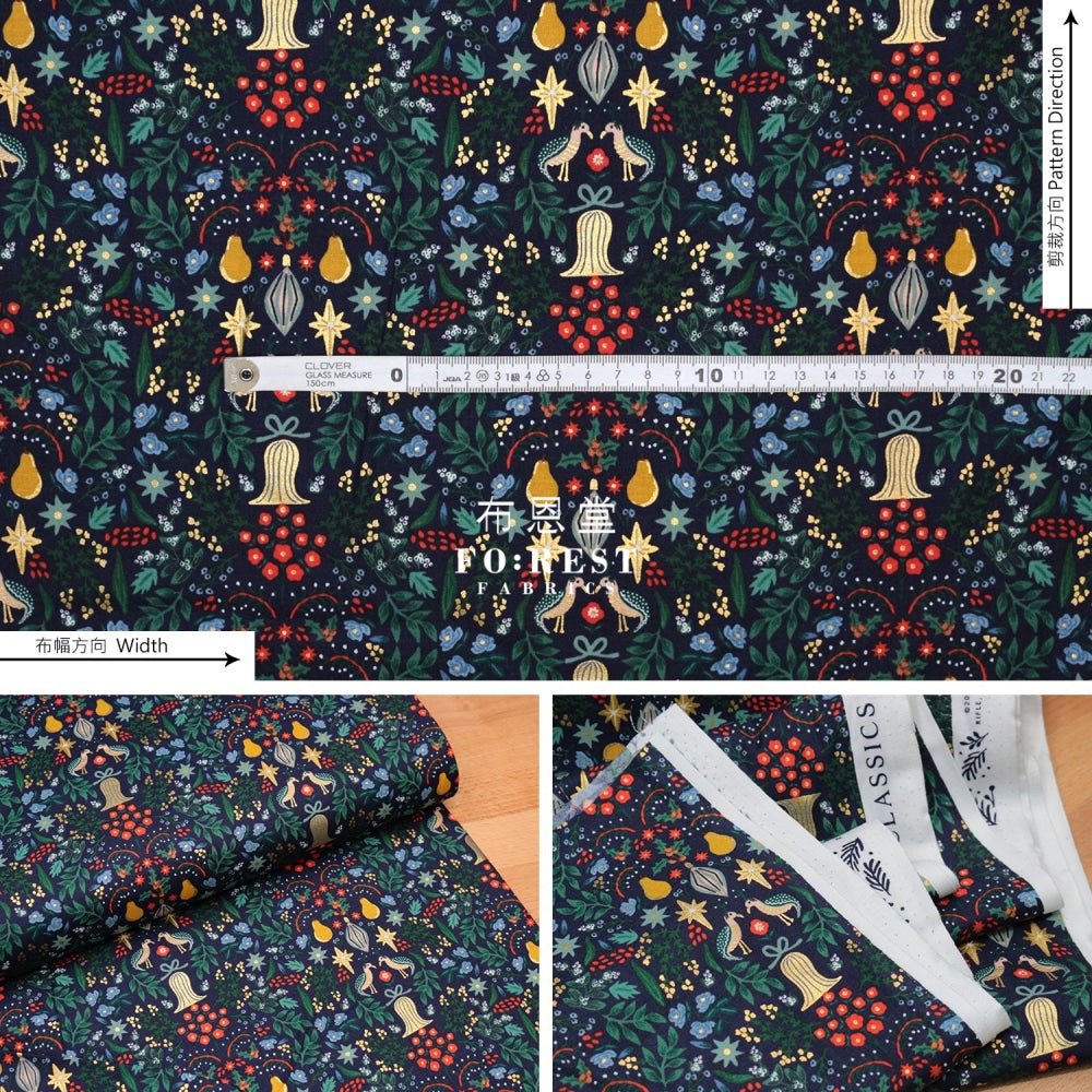 cotton - Partridge fabric Navy - FO:REST Fabric 布恩堂Liberty fabrictana lawnjapanese fabricykk zipper