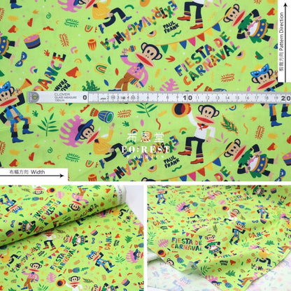 cotton - Paul Frank Carntval Toss fabric LIME - FO:REST Fabric 布恩堂Liberty fabrictana lawnjapanese fabricykk zipper