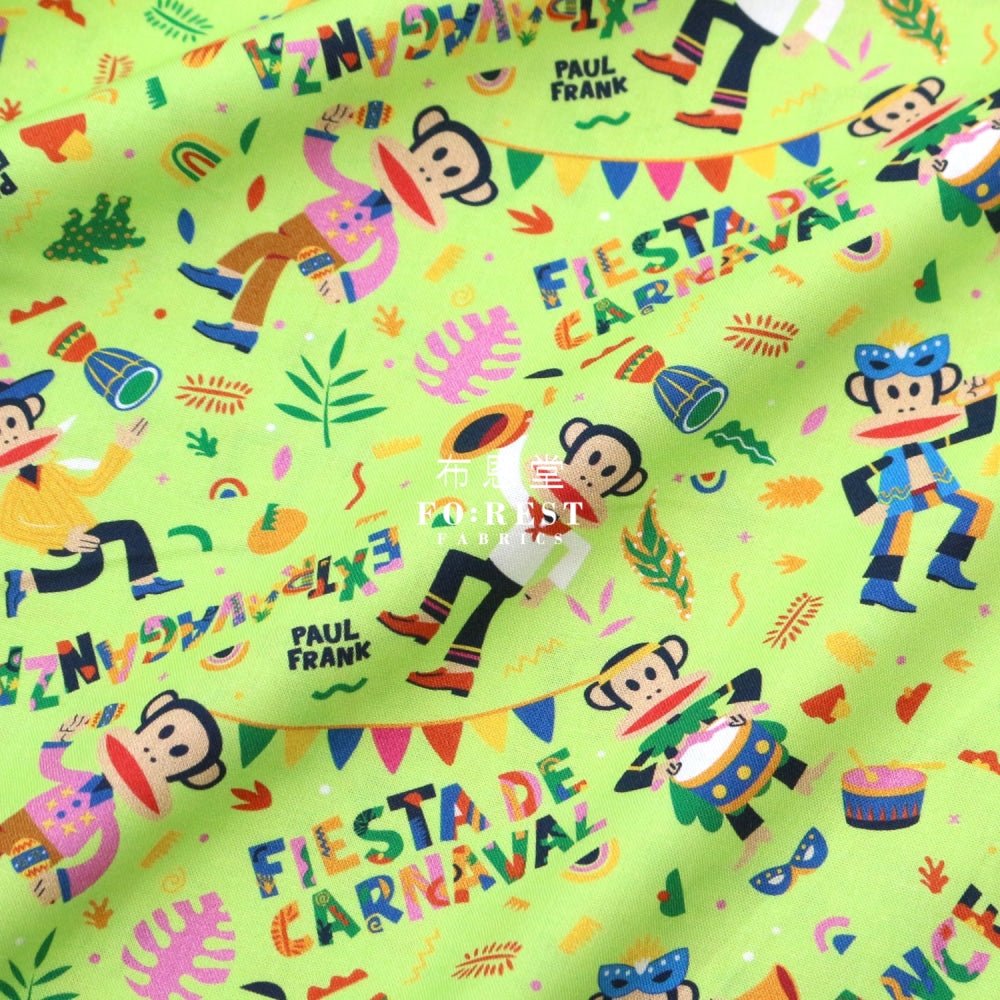 cotton - Paul Frank Carntval Toss fabric LIME - FO:REST Fabric 布恩堂Liberty fabrictana lawnjapanese fabricykk zipper