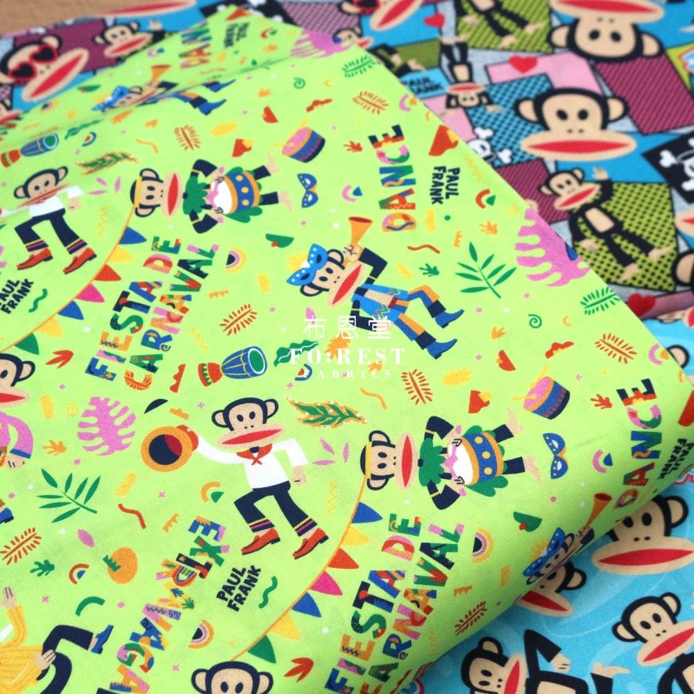 cotton - Paul Frank Carntval Toss fabric LIME - FO:REST Fabric 布恩堂Liberty fabrictana lawnjapanese fabricykk zipper