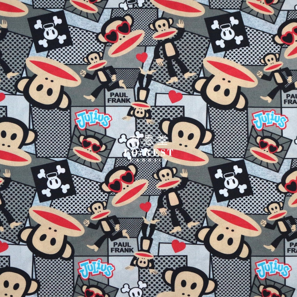 Cotton - Paul Frank Comics Fabric Gray