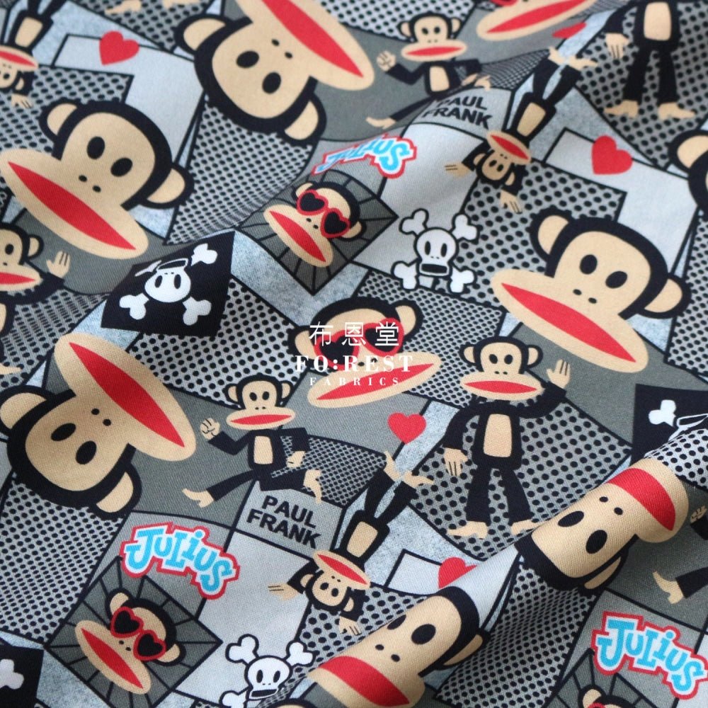 cotton - PAUL FRANK Comics fabric Gray - FO:REST Fabric 布恩堂Liberty fabrictana lawnjapanese fabricykk zipper