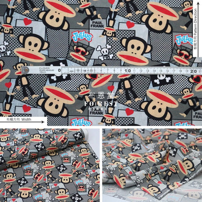 cotton - PAUL FRANK Comics fabric Gray - FO:REST Fabric 布恩堂Liberty fabrictana lawnjapanese fabricykk zipper