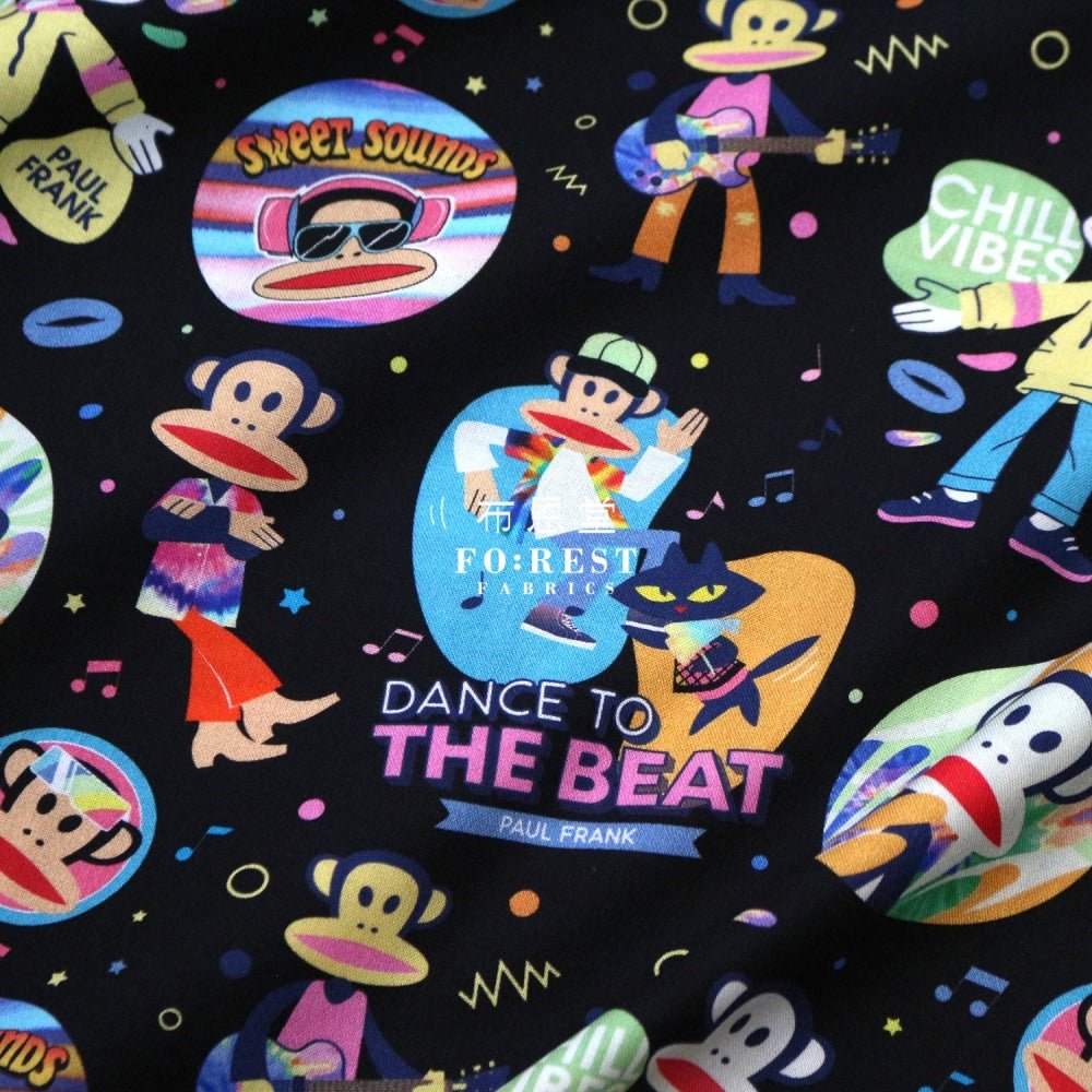 cotton - PAUL FRANK Dance Off fabric Black - FO:REST Fabric 布恩堂Liberty fabrictana lawnjapanese fabricykk zipper