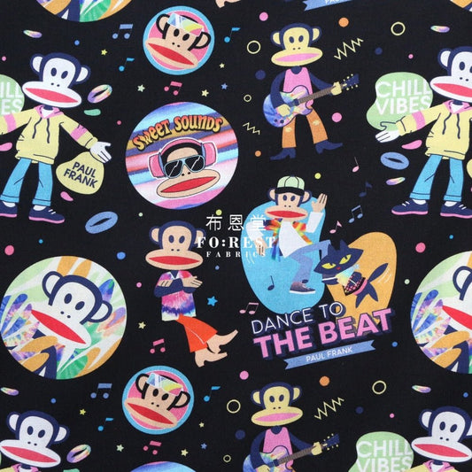 cotton - PAUL FRANK Dance Off fabric Black - FO:REST Fabric 布恩堂Liberty fabrictana lawnjapanese fabricykk zipper