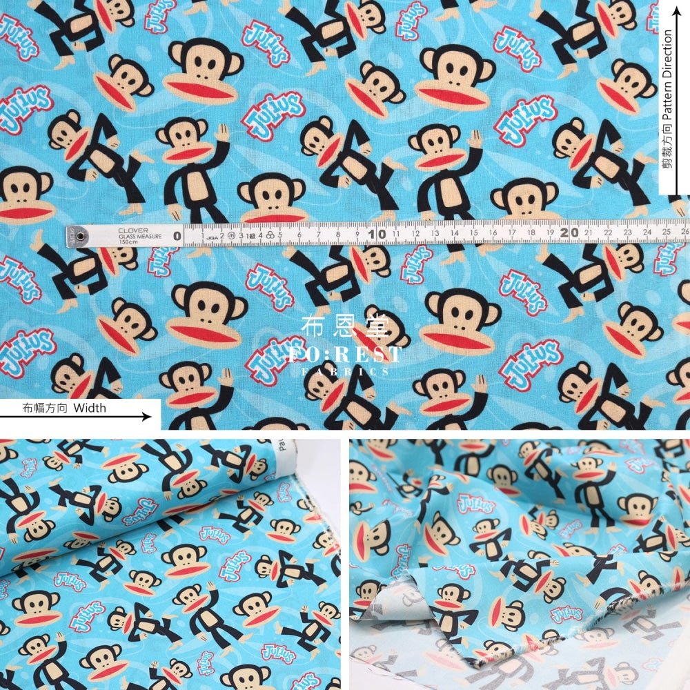 cotton - Paul Frank Tone on One fabric AQUA - FO:REST Fabric 布恩堂Liberty fabrictana lawnjapanese fabricykk zipper