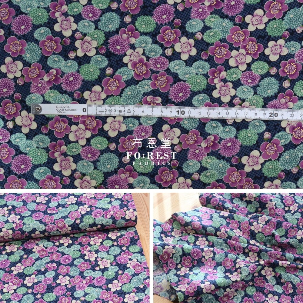 Cotton - Peony 牡丹 fabric Turquoise - FO:REST Fabric 布恩堂Liberty fabrictana lawnjapanese fabricykk zipper