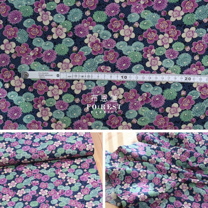 Cotton - Peony 牡丹 fabric Turquoise - FO:REST Fabric 布恩堂Liberty fabrictana lawnjapanese fabricykk zipper