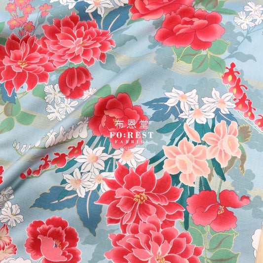 Cotton - Peony Japanese Fabric Tiffany