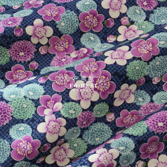 Cotton - Peony Fabric Turquoise Cotton