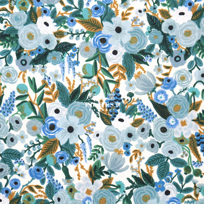 Cotton - Petite Garden Party Flower Fabric Blue