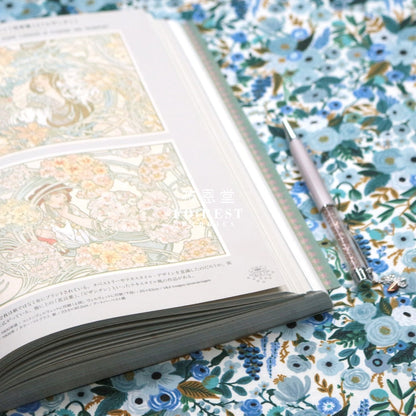 Cotton - Petite Garden Party Flower Fabric Blue