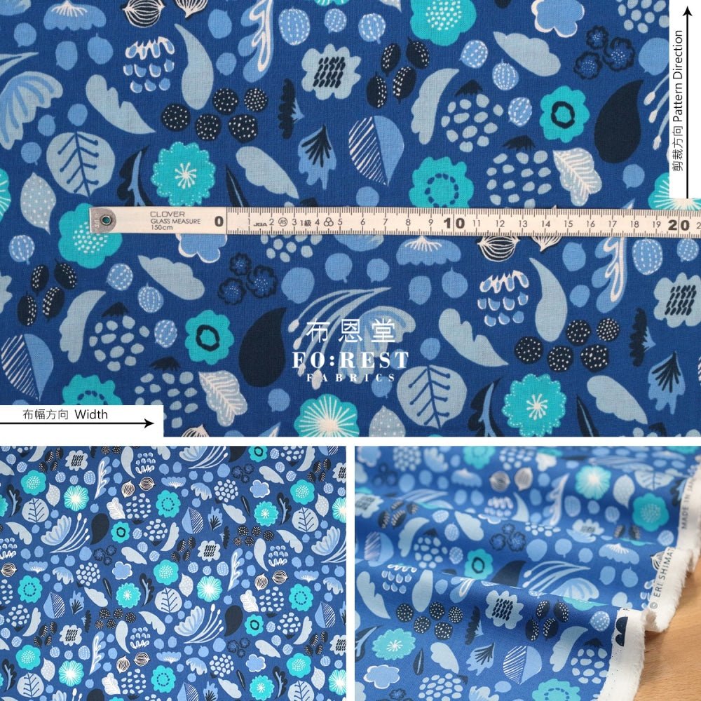 cotton - PIKKU SAARI Taika Magic Fabric blue - FO:REST Fabric 布恩堂Liberty fabrictana lawnjapanese fabricykk zipper