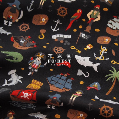 cotton - Pirate Tales fabric Black - FO:REST Fabric 布恩堂Liberty fabrictana lawnjapanese fabricykk zipper