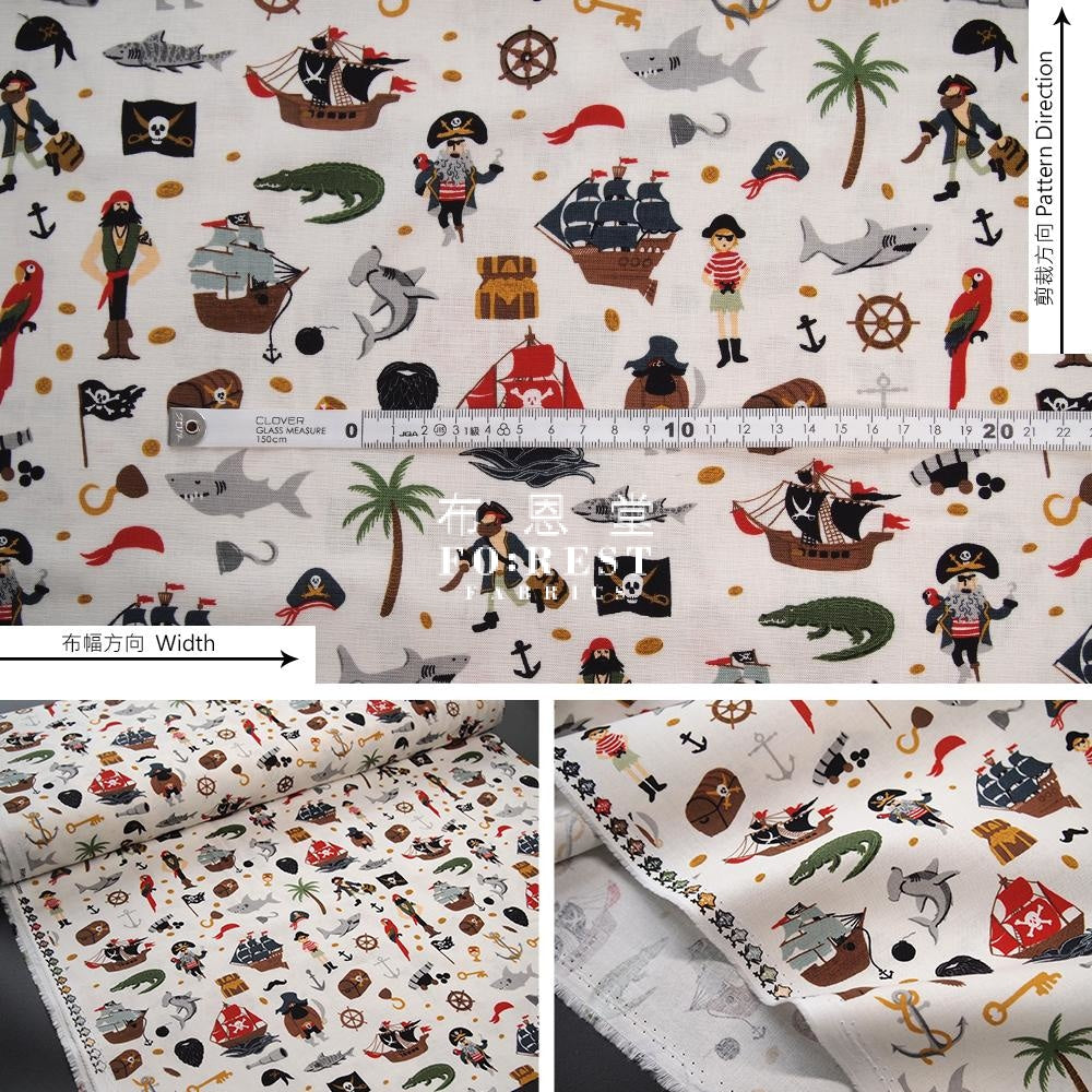 Cotton - Pirate Tales Fabric Milky