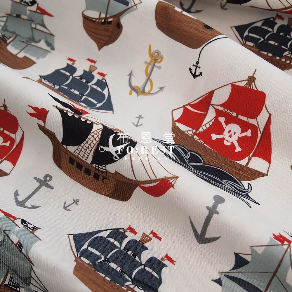 Cotton - Pirate Tales Fabric Milky A Ship