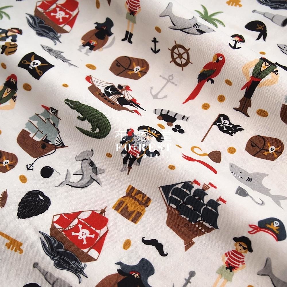 cotton - Pirate Tales fabric milky - FO:REST Fabric 布恩堂Liberty fabrictana lawnjapanese fabricykk zipper