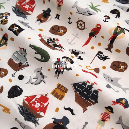 cotton - Pirate Tales fabric milky - FO:REST Fabric 布恩堂Liberty fabrictana lawnjapanese fabricykk zipper