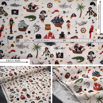 cotton - Pirate Tales fabric milky - FO:REST Fabric 布恩堂Liberty fabrictana lawnjapanese fabricykk zipper