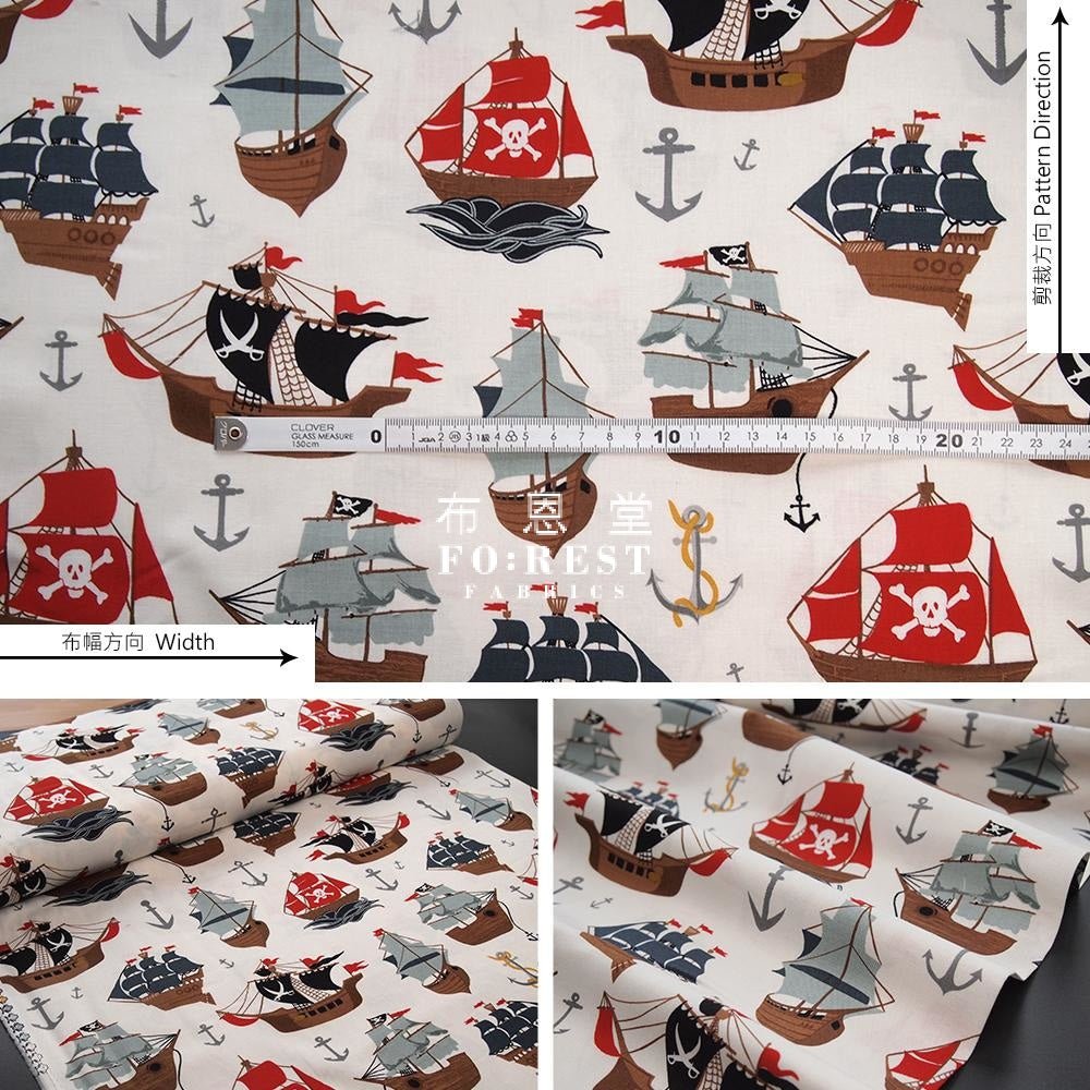 cotton - Pirate Tales fabric milky - FO:REST Fabric 布恩堂Liberty fabrictana lawnjapanese fabricykk zipper