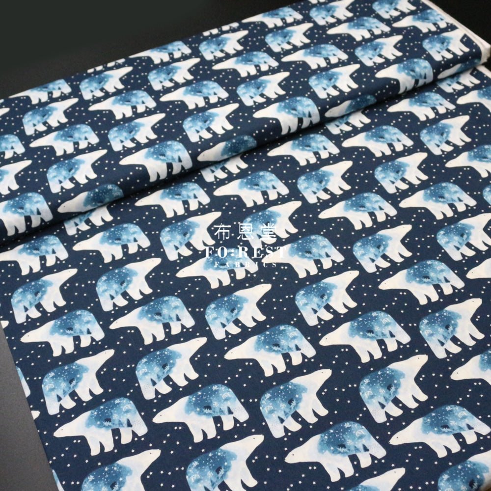 cotton - Polar bear universe fabric Navy - FO:REST Fabric 布恩堂Liberty fabrictana lawnjapanese fabricykk zipper