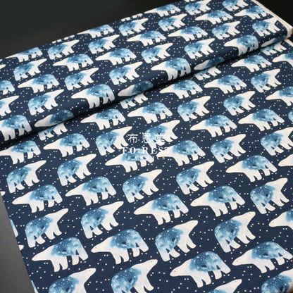 cotton - Polar bear universe fabric Navy - FO:REST Fabric 布恩堂Liberty fabrictana lawnjapanese fabricykk zipper
