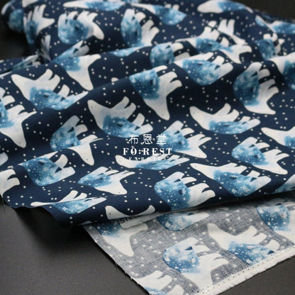 cotton - Polar bear universe fabric Navy - FO:REST Fabric 布恩堂Liberty fabrictana lawnjapanese fabricykk zipper
