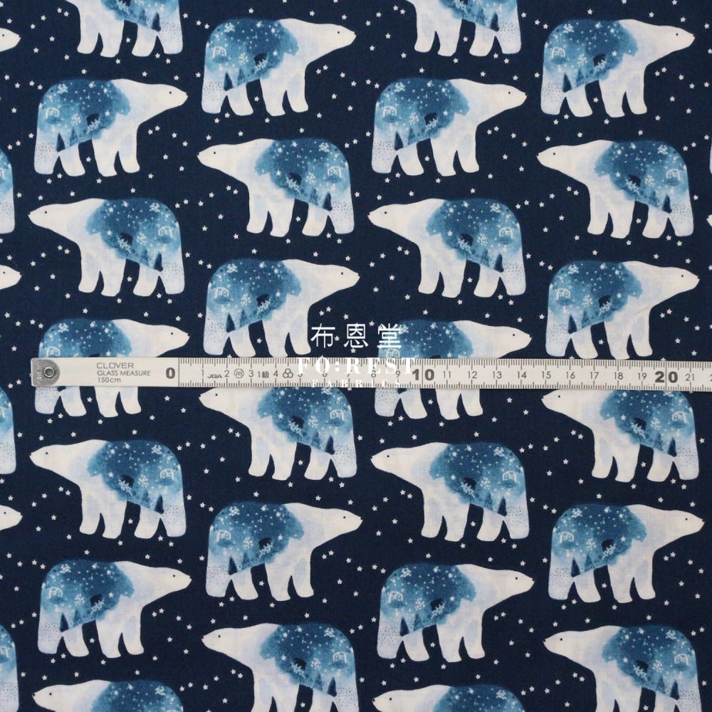 cotton - Polar bear universe fabric Navy - FO:REST Fabric 布恩堂Liberty fabrictana lawnjapanese fabricykk zipper