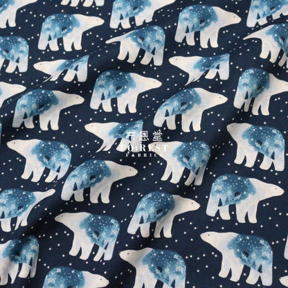 cotton - Polar bear universe fabric Navy - FO:REST Fabric 布恩堂Liberty fabrictana lawnjapanese fabricykk zipper