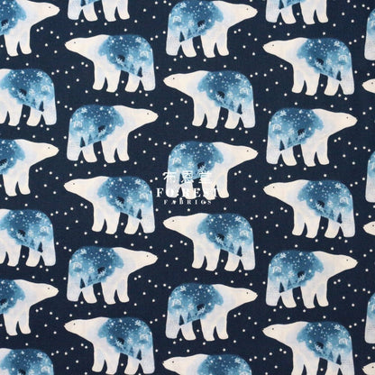 cotton - Polar bear universe fabric Navy - FO:REST Fabric 布恩堂Liberty fabrictana lawnjapanese fabricykk zipper