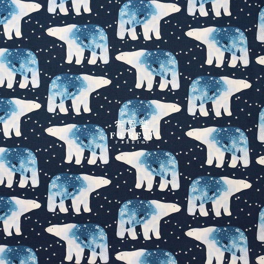 cotton - Polar bear universe fabric Navy - FO:REST Fabric 布恩堂Liberty fabrictana lawnjapanese fabricykk zipper