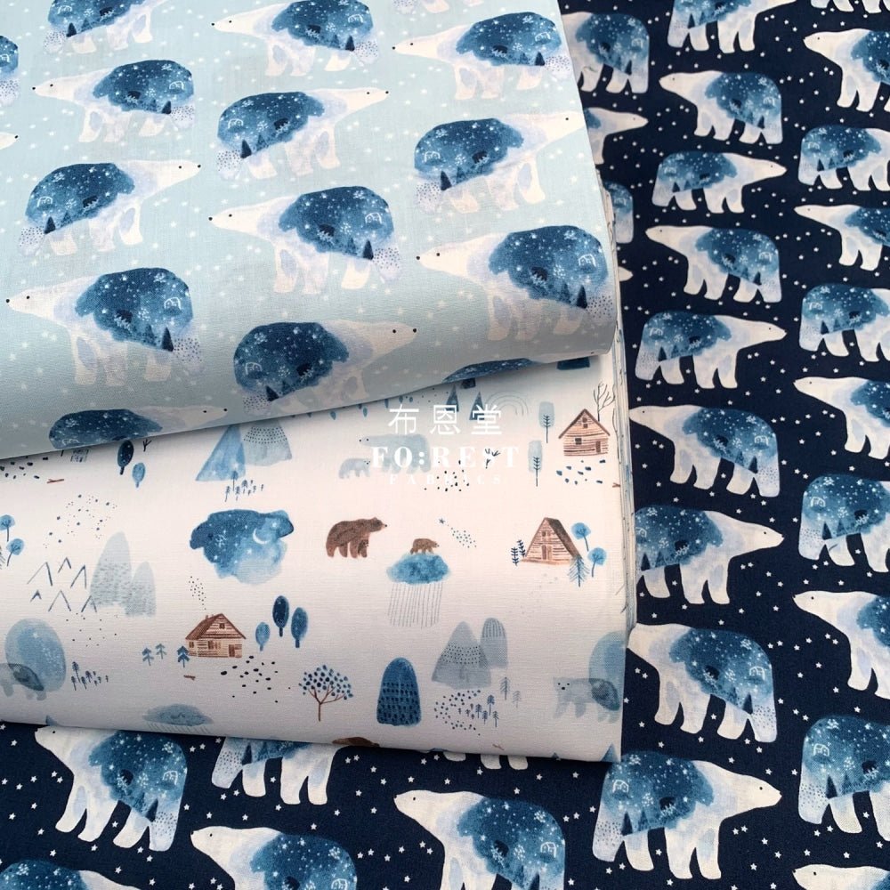 cotton - Polar bear universe fabric Navy - FO:REST Fabric 布恩堂Liberty fabrictana lawnjapanese fabricykk zipper