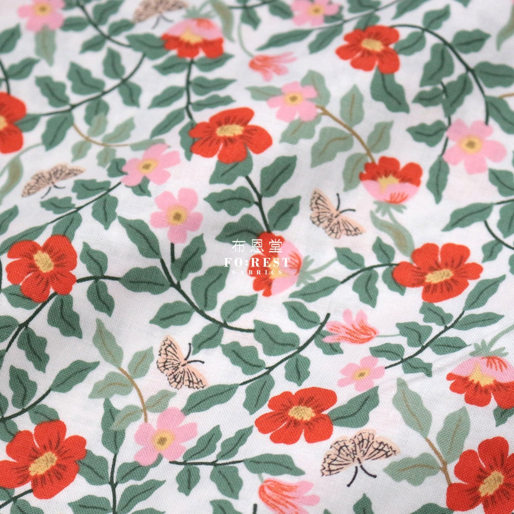 Cotton - Primrose Flower Fabric Milky