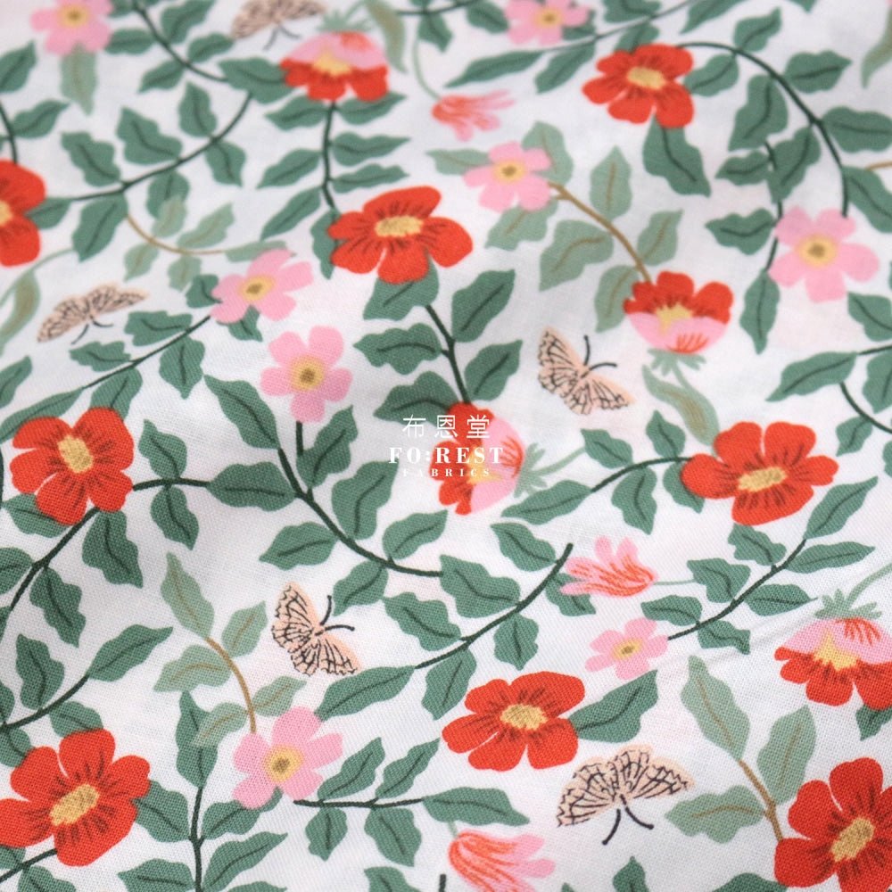 cotton - Primrose Flower fabric Milky - FO:REST Fabric 布恩堂Liberty fabrictana lawnjapanese fabricykk zipper