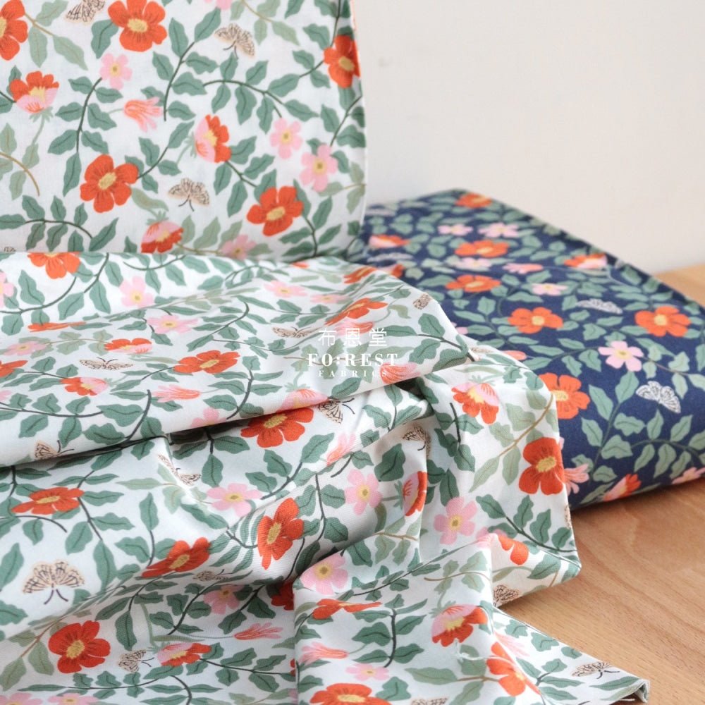 cotton - Primrose Flower fabric Navy - FO:REST Fabric 布恩堂Liberty fabrictana lawnjapanese fabricykk zipper