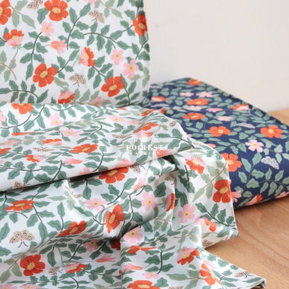 cotton - Primrose Flower fabric Navy - FO:REST Fabric 布恩堂Liberty fabrictana lawnjapanese fabricykk zipper