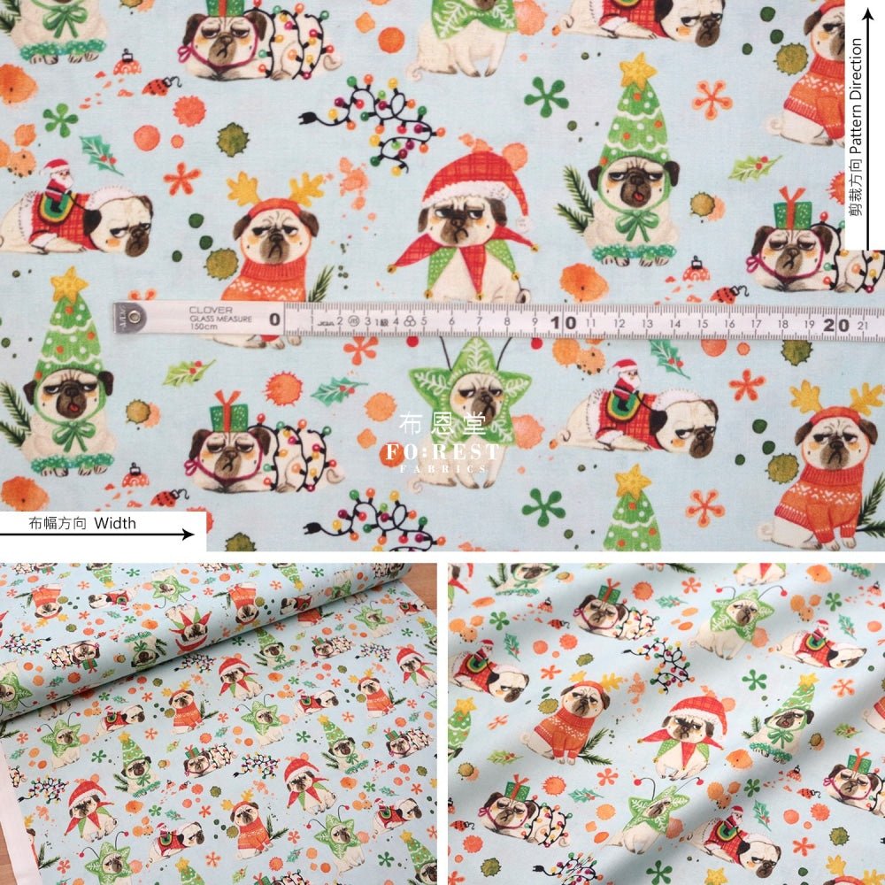 cotton - PUG PUG PUG fabric - FO:REST Fabric 布恩堂Liberty fabrictana lawnjapanese fabricykk zipper