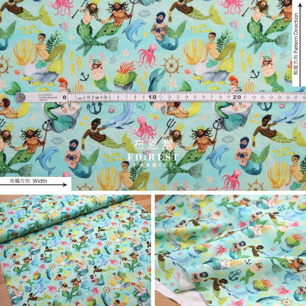 cotton - Queen of the Sea fabric - FO:REST Fabric 布恩堂Liberty fabrictana lawnjapanese fabricykk zipper