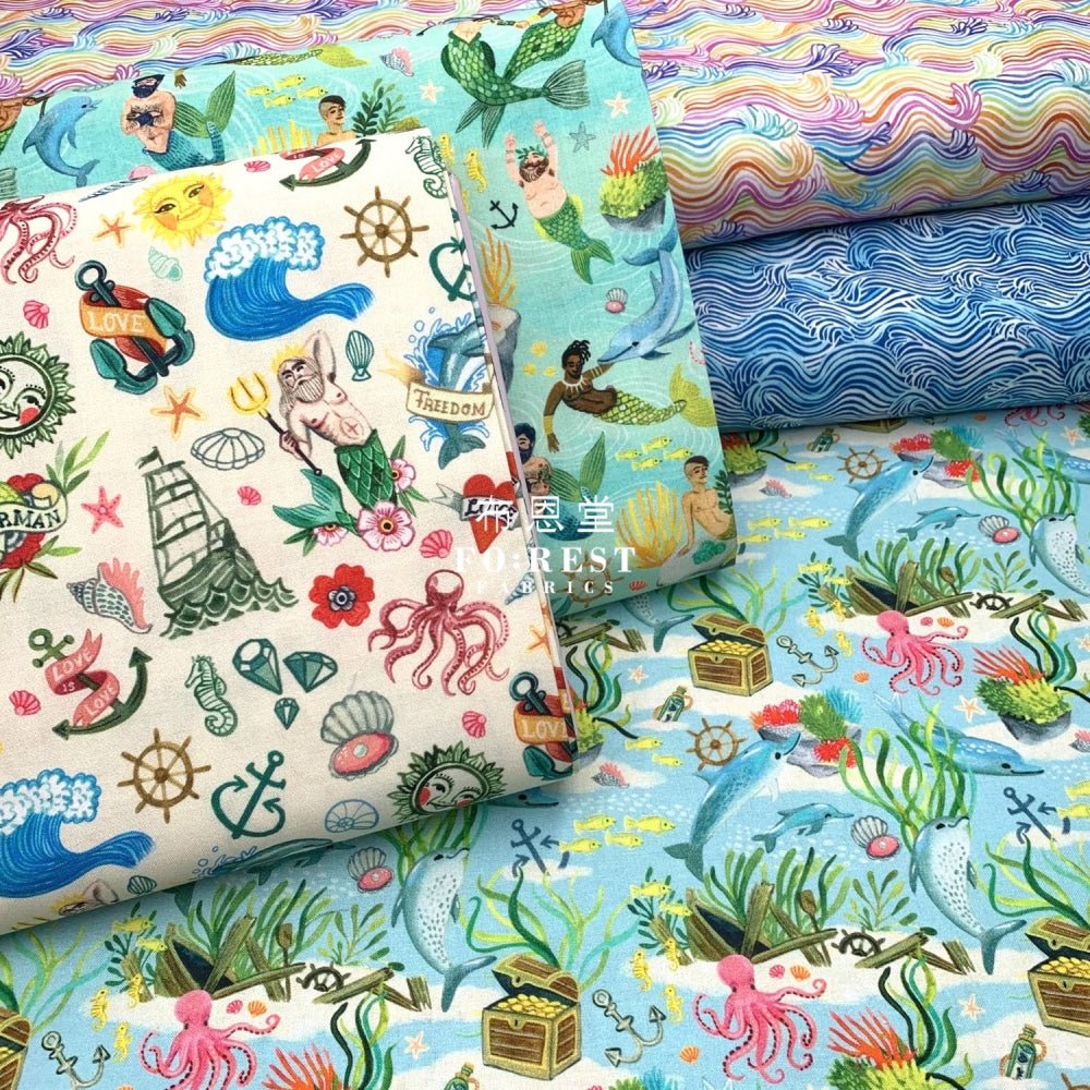 cotton - Queen of the Sea fabric - FO:REST Fabric 布恩堂Liberty fabrictana lawnjapanese fabricykk zipper